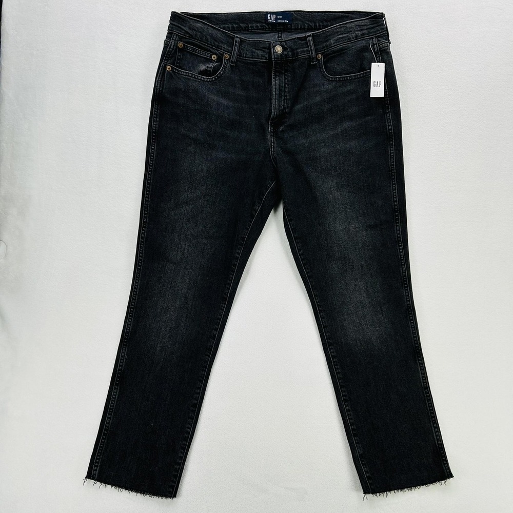 Gap Jeans Womens 16/33 Gray Vintage Slim Straight Leg Charcoal Stretch Raw Hem